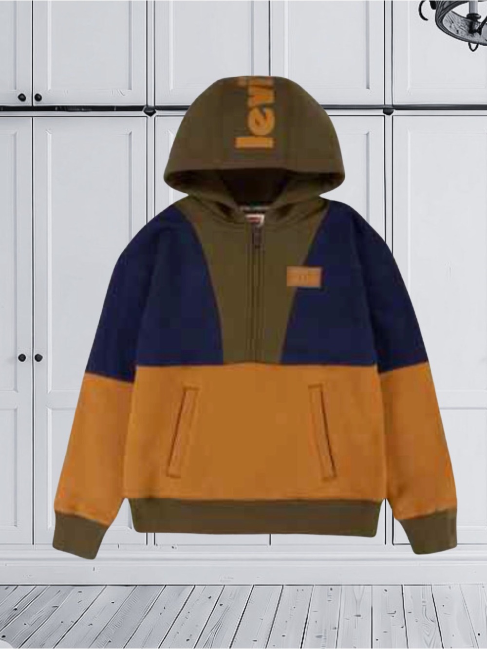 Levi’s Big Boys Colorblock Half Zip Pullover Hoodie Size S (8-10)